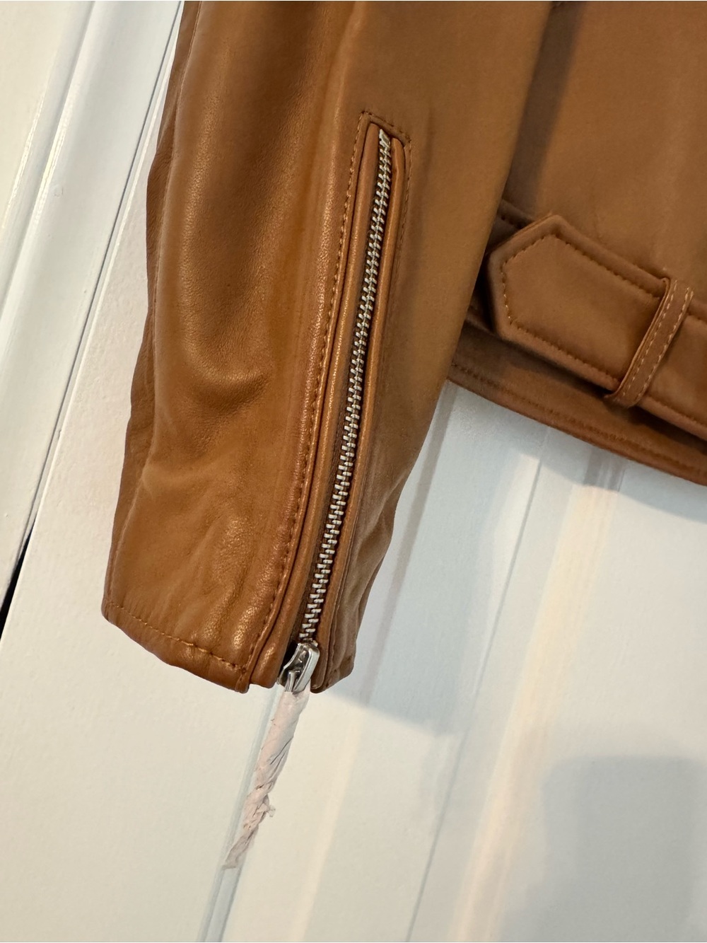 Quince Tan-Brown 100% Leather Motorcycle Jacket -Brand New - Picture 8 of 8